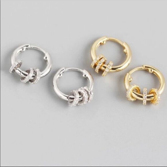 #35 Sterling Silver or Gold Circle Hoop Earrings - Picture 1 of 11